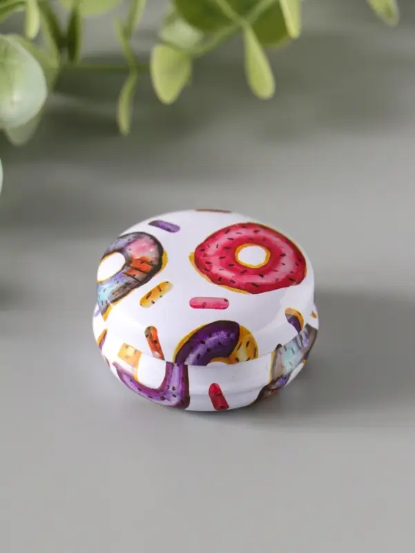 Шкатулка металл круглая "Пончики" набор 12 шт 4х4х2 см