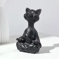 Фигурка полистоун &laquo;Кошка йог&raquo;, чёрная, 9&times;11&times;18 см