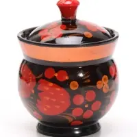 Солонка с крышкой &laquo;Ягодка&raquo;, 9&times;6.5 см, хохлома, дерево, МИКС