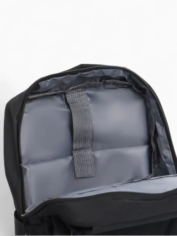 Рюкзак мужской на молнии, 2 наружных кармана, с USB, чёрный