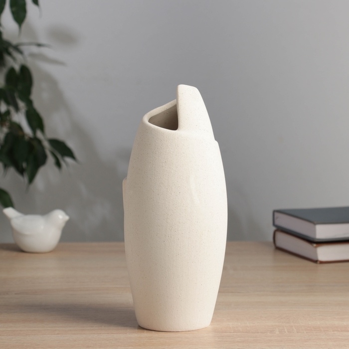 Керамическая ваза декоративная настольная «Уилстон», для цветов, сухоцветов, d-5 см, 22×9.5 см, бежевый Керамическая ваза декоративная настольная «Уилстон», для цветов, сухоцветов, d-5 см, 22×9.5 см, бежевый