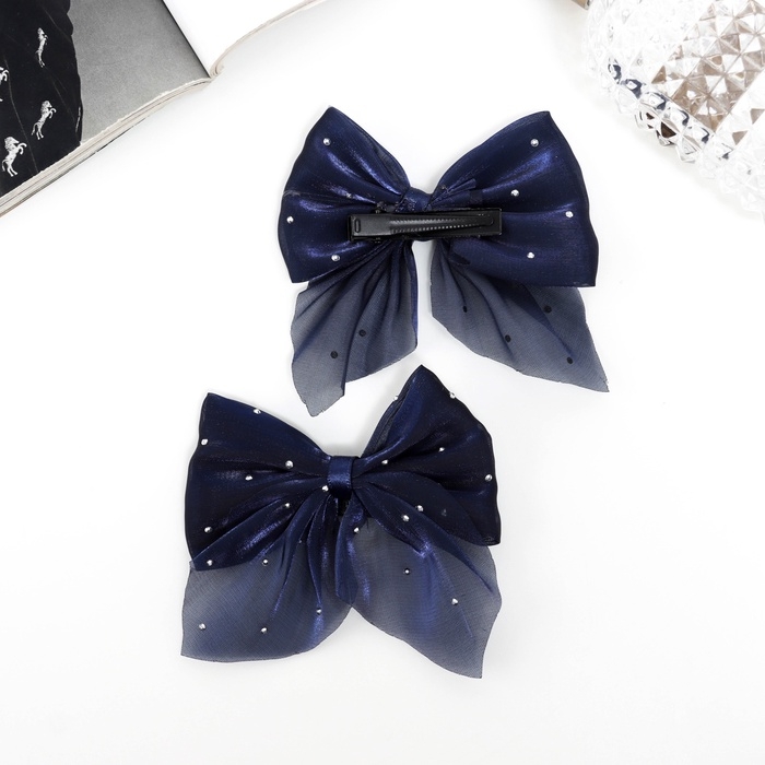 Зажим для волос  Зажим для волос "Марта" (набор 2 шт) нежность блеск, 7,5 см, синий