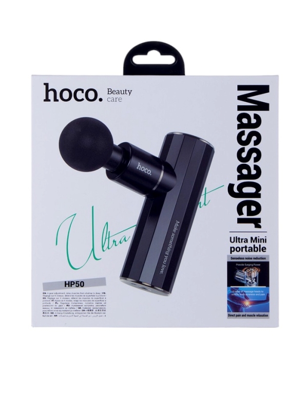 Массажёр для тела Hoco HP50, перкуссионный, 4 режима, 4 насадки, 3200 об/мин,  черный Массажёр для тела Hoco HP50, перкуссионный, 4 режима, 4 насадки, 3200 об/мин,  черный