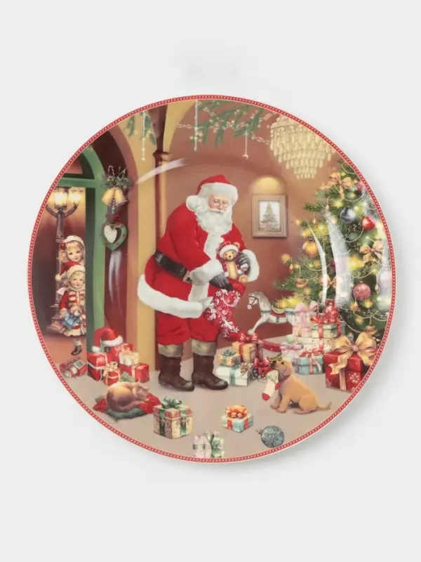 Набор тарелок новогодних «Ночь чудес», 2 шт., d=25.5 см, керамика, подарочная упаковка, разноцветный Набор тарелок новогодних «Ночь чудес», 2 шт., d=25.5 см, керамика, подарочная упаковка, разноцветный