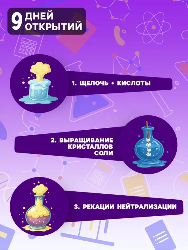 Набор опытов &laquo;Лаборатория Менделеева&raquo;, 9 опытов