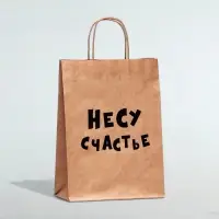Пакет подарочный «Несу счастье», крафт, 24 х 14 х 28 см, 1 шт.