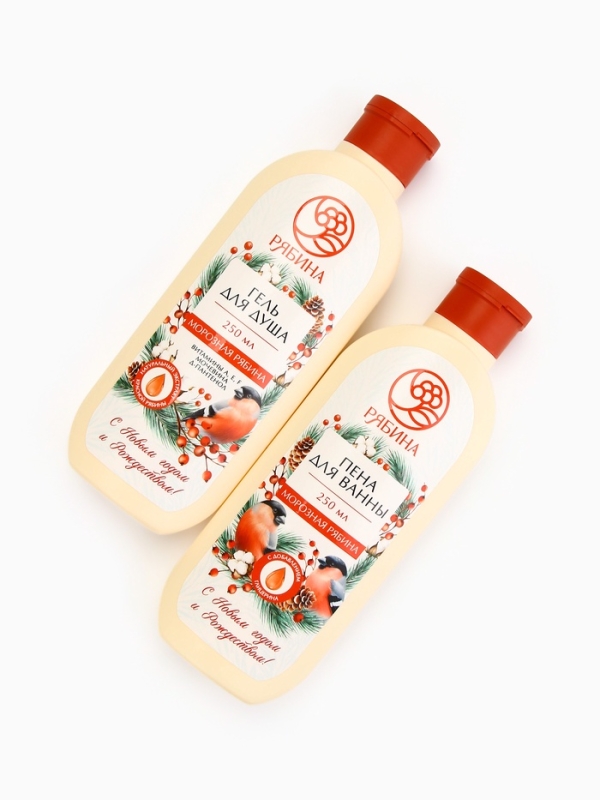 РЯБИНА Набор РЯБИНА Набор "С Новым годом и Рождеством", гель для душа и пена для ванны