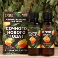Новогодний набор ароматизаторов &laquo;Сочного Нового Года&raquo;, в подарочной коробке, апельсин, кедр, 2 шт. по 100 мл
