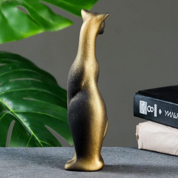 Фигура Фигура "Кошка Багира голова влево" черная/золото 5х5х20см