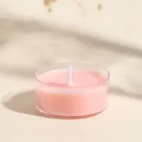 Чайная свеча ароматическая "Круглая" розовая, аромат сладкая хурма 3,8х3,8х1,8 см
