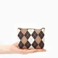 Кошелёк-монетница на молнии 11.5&times;2.5&times;8 см, в клетку, МИКС