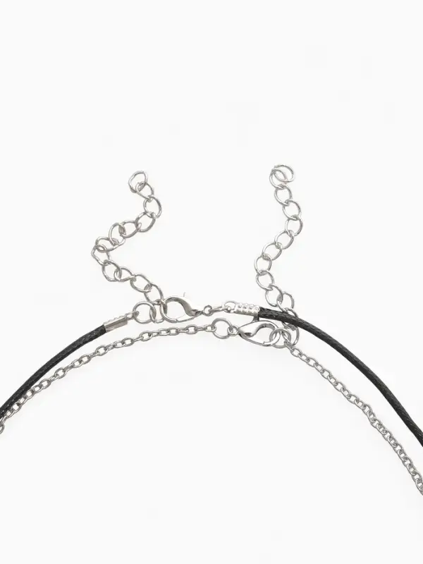 Кулоны парные на магните &laquo;Неразлучники.Половинки сердца&raquo;, L=48 см, набор 2 шт. чёрные, серебряный