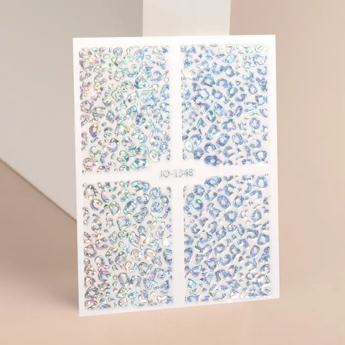 Наклейки для ногтей «Леопард», фольгированные, голографические, цвет серебристый