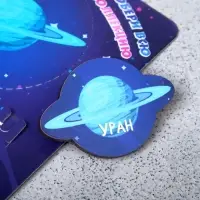 Брошь деревянная «Космос» Уран, голубая
