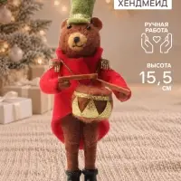 Фигурка декоративная &laquo;Медвежонок-барабанщик в красном мундире&raquo;, войлочная, 5.5&times;6&times;15.5 см