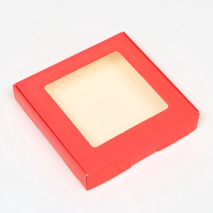 Коробка самосборная, с окном, красная, 16 х 16 х 3 см, набор 5 шт. Коробка самосборная, с окном, красная, 16 х 16 х 3 см, набор 5 шт.