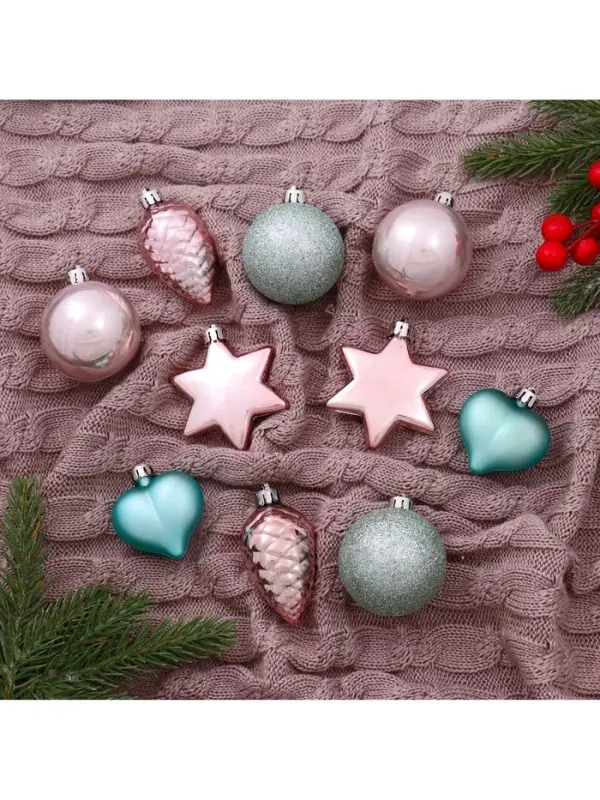 Ёлочные игрушки &laquo;Джоан&raquo;, новогодние, набор 10 шт., розово-зелёный