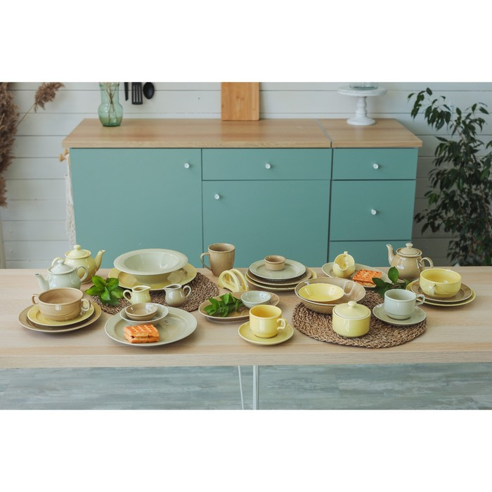 Тарелка мелкая «Акварель», d=24 см, цвет фисташковый Тарелка мелкая «Акварель», d=24 см, цвет фисташковый