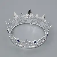 Топпер для торта &laquo;Корона&raquo; 15&times;5.2 см, серебряная с синими стразами