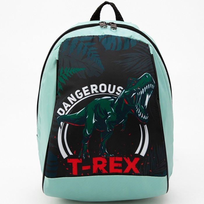 Рюкзак школьный детский для мальчика «Динозавр», 20×13×26 см, отдел на молнии, зелёный