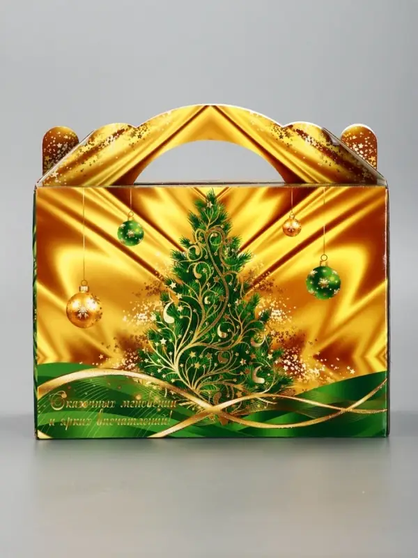 Подарочная новогодняя коробка «Праздничный шелк» в зеленом, 25×12×24 см Подарочная новогодняя коробка «Праздничный шелк» в зеленом, 25×12×24 см