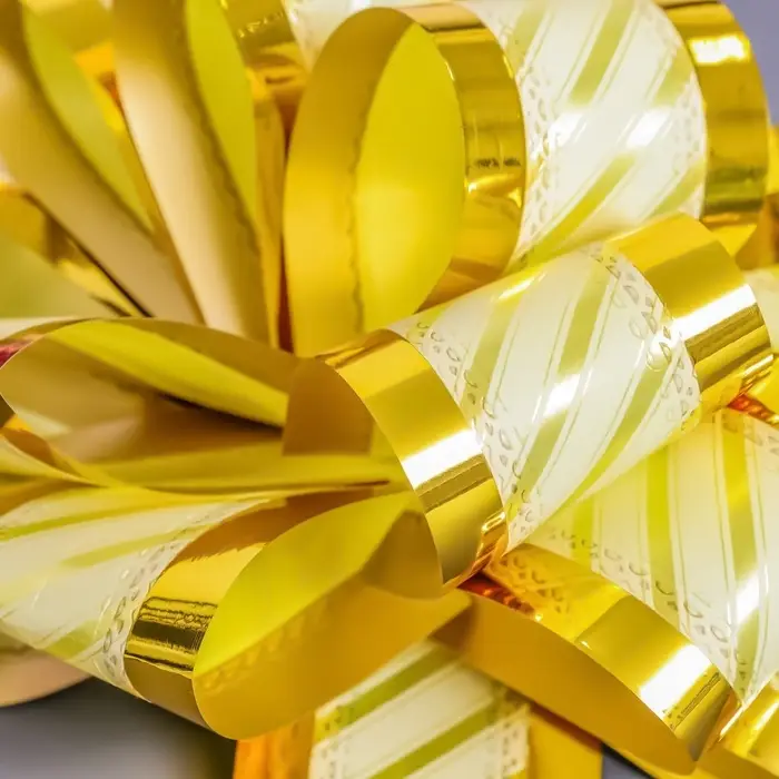 Подарочный бант - шар №5, золотистый, для упаковки подарков