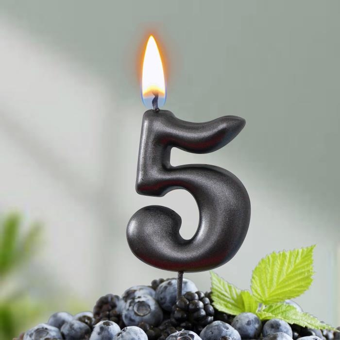 Свеча в торт Свеча в торт "Мокрый асфальт", цифра 5