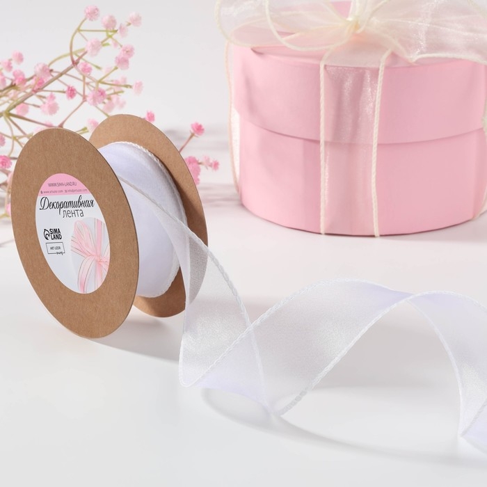 Лента капроновая «Волна», с блеском, 40 мм, 10 ± 1 м, цвет белый №29 Лента капроновая «Волна», с блеском, 40 мм, 10 ± 1 м, цвет белый №29