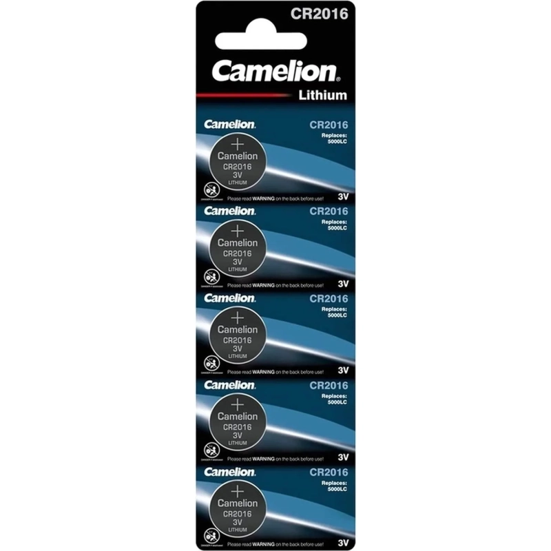 Батарейка Camelion CR2016 BL-5 (CR2016-BP5, литиевая,3V), 5шт/уп