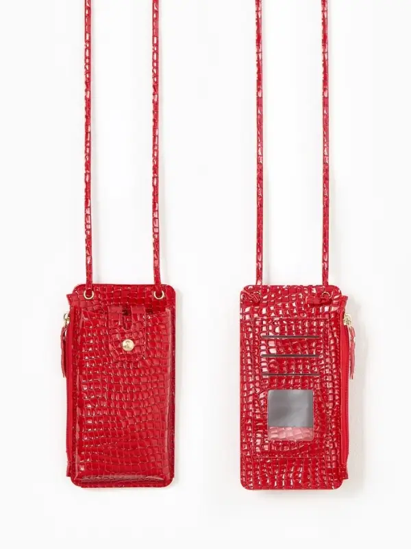 Сумка на магните, с длинным ремнём, 10&times;2.5&times;20 см, красная