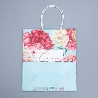Пакет подарочный крафтовый, упаковка, &laquo;Цветочный&raquo;, 22&times;25&times;12 см