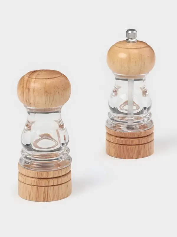 Набор мельниц для соли и перца Доляна, 2 предмета: 10.5&times;5 см, 11.5&times;5 см, прозрачный