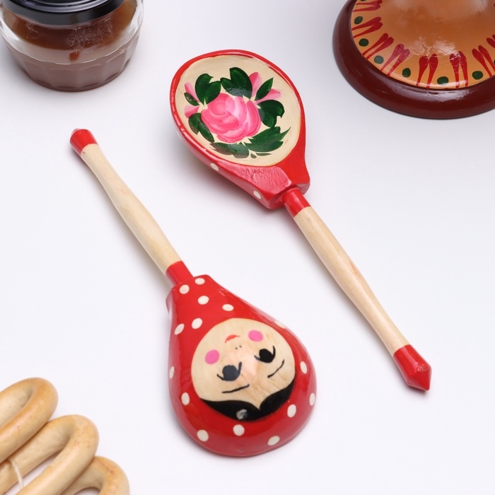 Ложка полубаская «Матрёшка», 19×6 см, микс Ложка полубаская «Матрёшка», 19×6 см, микс