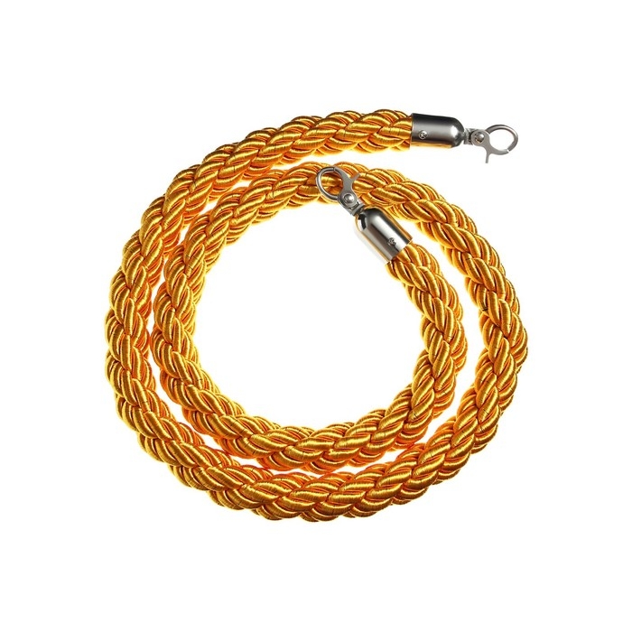 Канат плетеный оградительный 1.5м, cеребрянный наконечник, желтый