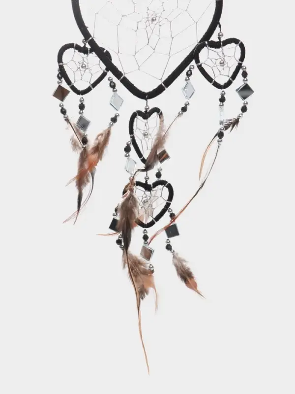 Ловец снов &laquo;Пять черных сердец&raquo;, 0.7&times;16&times;45 см