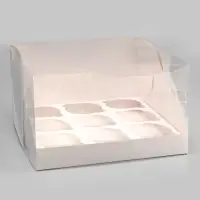 Коробка для 9 капкейков белая 23.5&times;23&times;14 см