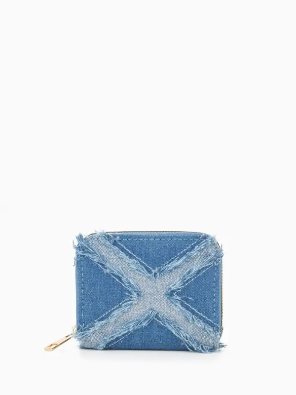Кошелёк женский на молнии 8.5&times;2&times;11 см, джинсовый, голубой