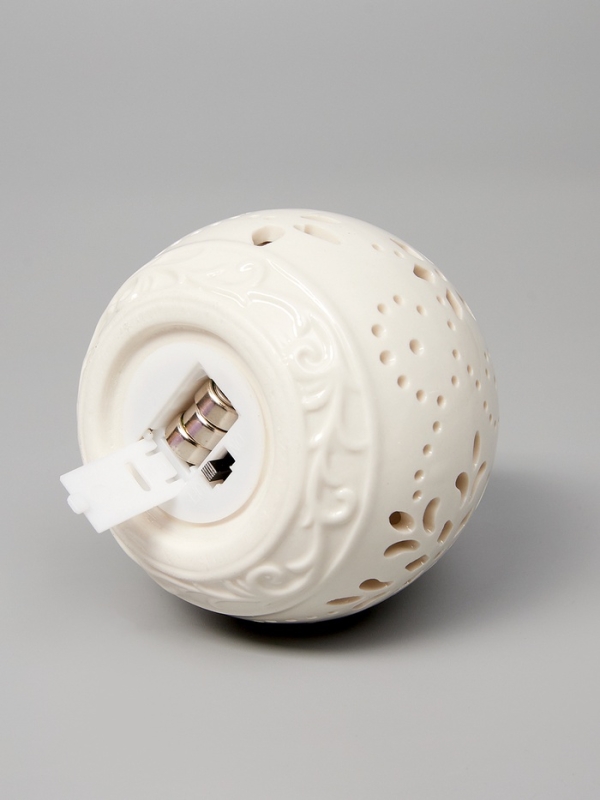 Елочный шар Елочный шар "Вьюга" 10х8.8х8.8, 1 LED, LR44x3(в компл.), Т/БЕЛЫЙ