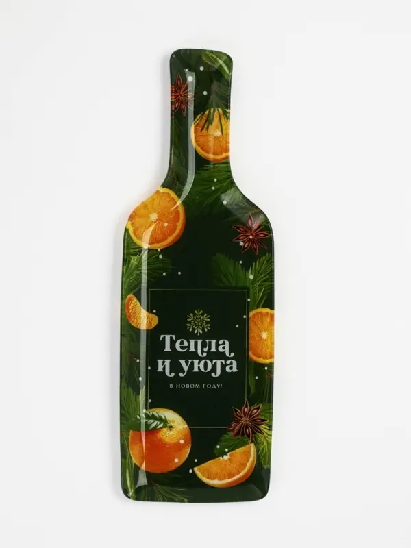 Блюдо сервировочное новогоднее &laquo;Тепла и уюта&raquo;, 12&times;35 см, стекло