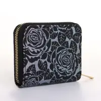 Кошелёк женский на молнии 11&times;2.5&times;9 см, с цветочным принтом, чёрный
