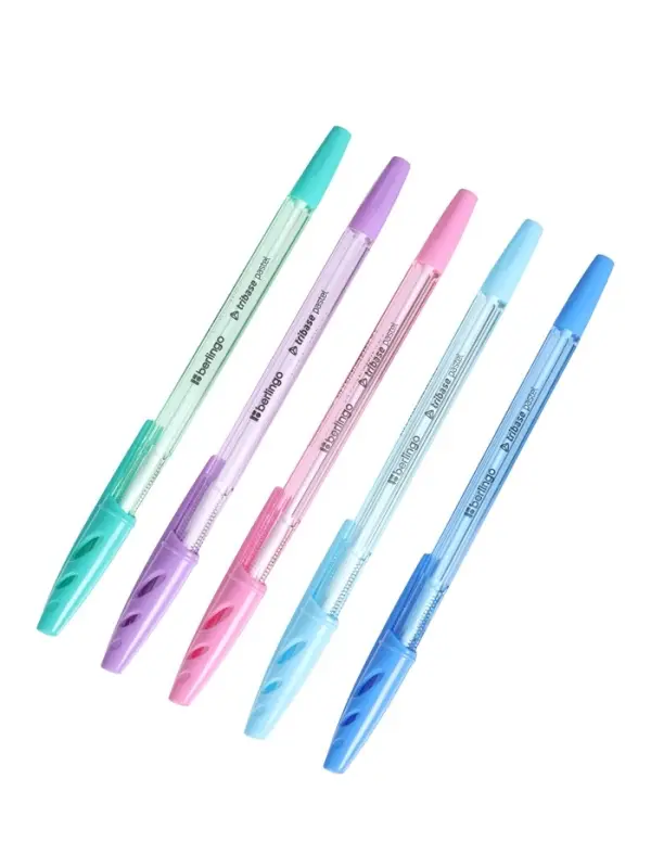 Ручка шариковая Berlingo. Tribase Pastel, синий стержень, узел 0.7 мм, МИКС