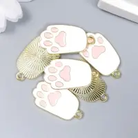 Декор для творчества металл, эмаль "Лапка котика" бело-розовый 2,7х1,5 см Декор для творчества металл, эмаль "Лапка котика" бело-розовый 2,7х1,5 см