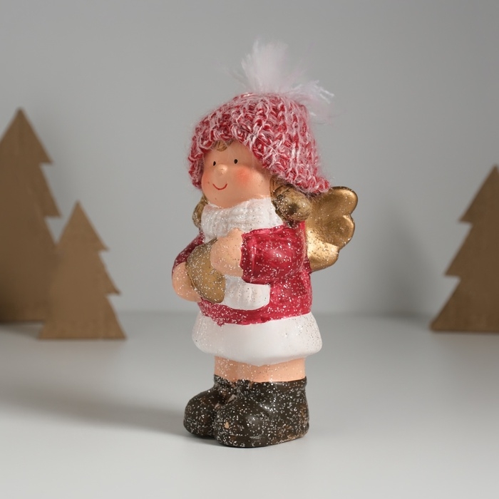 Сувенир керамика Сувенир керамика "Девочка-ангел в красном наряде, с сердечком" 7,5х5,5х17,5 см