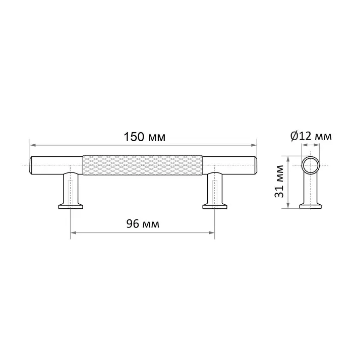 Ручка-рейлинг CAPPIO PIMPLY, d=12 мм, м/о 96 мм, цвет чёрный