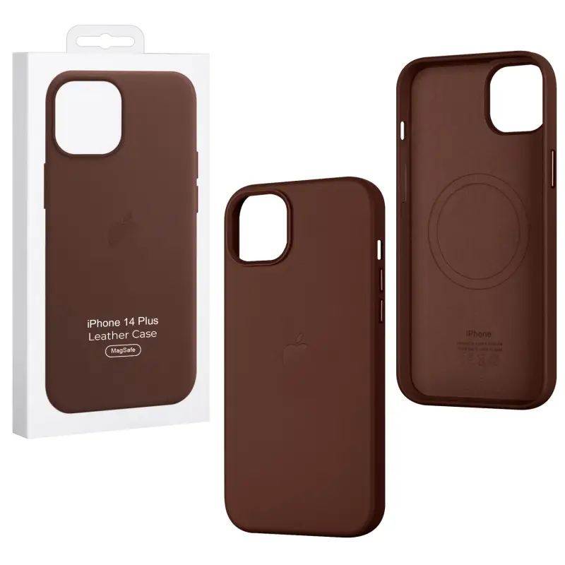 Чехол iPh 14 Plus Leather Case 100% ORG Umber (MagSafe) c LOGO