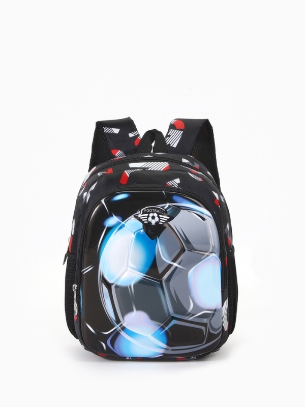 Рюкзак детский 25*12*31, отд на молнии, 3 н/к, чёрный, мяч