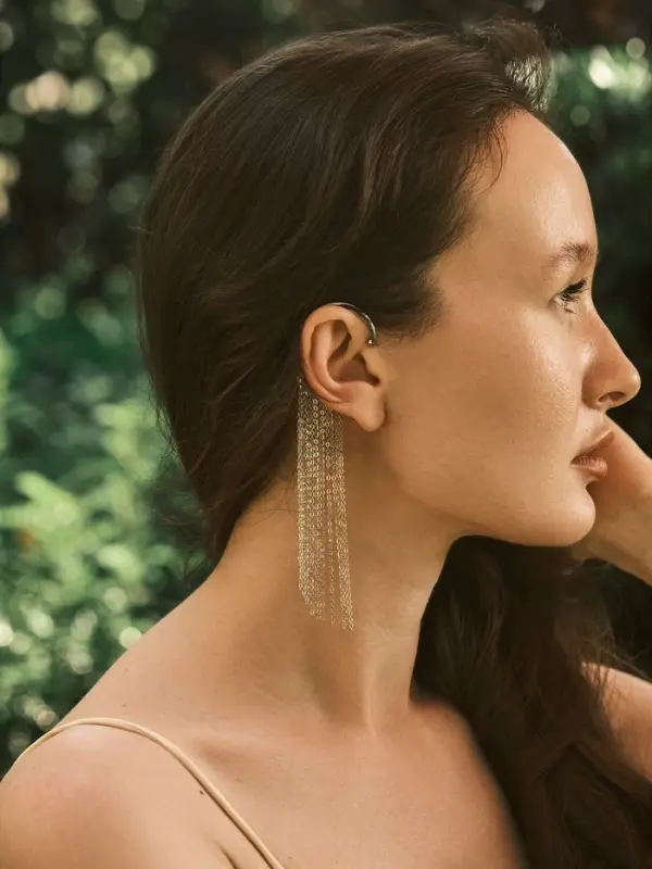 Серьга кафф &laquo;Водопад из цепей&raquo;, висячая, цвет серебро