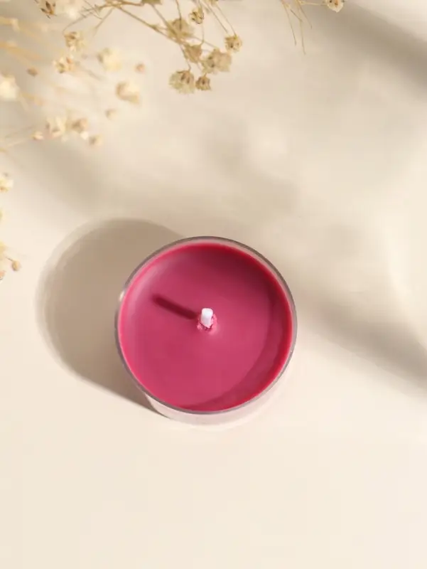 Чайная свеча ароматическая "Круглая" красная, аромат цветочный 3,8х3,8х1,8 см