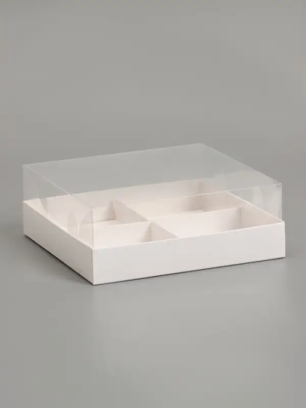 Коробка для муссовых пирожных, 4 штуки, 17&times;17&times;6 Белый