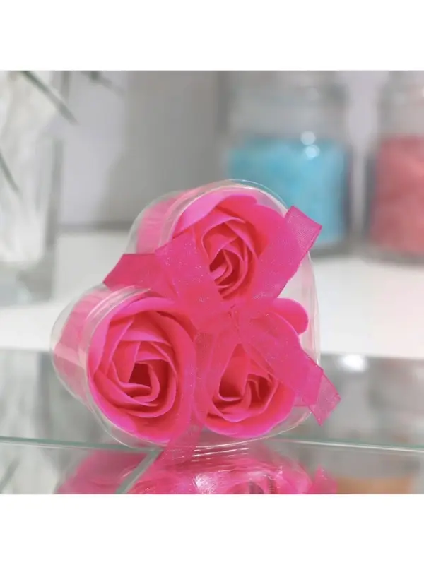 Мыльные розочки, фуксия, набор 3 шт., в коробке